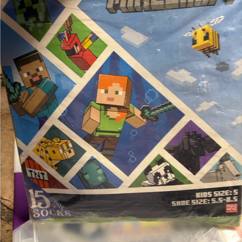 Minecraft Kids Crew Socks - Multicolor boy’s size 5 set of 15 New